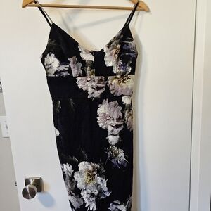 Dynamite Black Floral Midi Dress